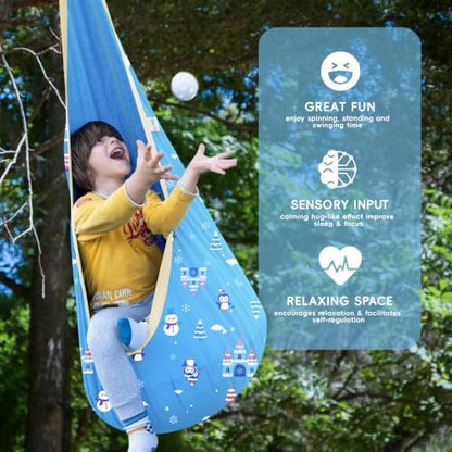 OUTREE Kids Pod Swing Seat, Cotton Sensory Swing for Indoor and Outdoor