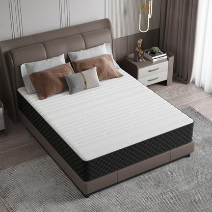 Queen Mattress, 12 Inch Mattress Queen Size in a Box, Medium Firm 7-Zone Memory Foam & Pocket Spring, Hybrid Mattresses for Pressure Relief & Motion Isolation, CertiPUR-US Certified, 80" x 60"