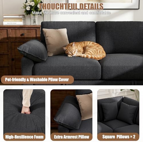 109" Modular Sectional Sofa with Pull Out Bed, U Sleeper Sofa, Black