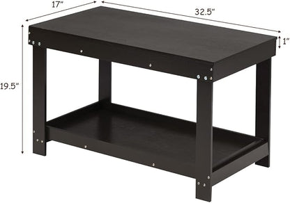 Costzon 2 in 1 Kids Activity Table w/Storage, Patented Building Block Table w/Board for Bricks Crafts Arts Draw, Children Solid Wood Play Table Desk for Preschool Toddler Boy & Girl Gift, Espresso