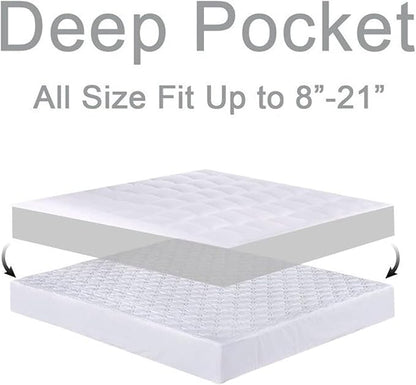 Mattress Topper Twin XL for Back Pain, Extra Thick Mattress Pad Cover, Plush Pillow Top, Deep Elastic Pocket, Black