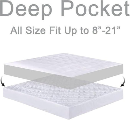 Mattress Topper Full XL for Back Pain, Extra Thick Mattress Pad Cover, Plush Pillow Top, Deep Elastic Pocket, Grey, 54"X80"+20"