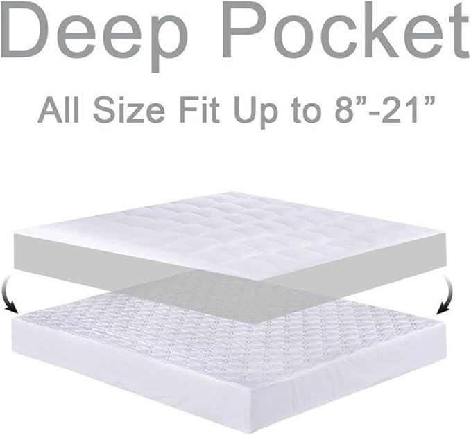 Mattress Topper Full for Back Pain, Extra Thick Mattress Pad Cover, Plush Pillow Top, Deep Elastic Pocket, Grey