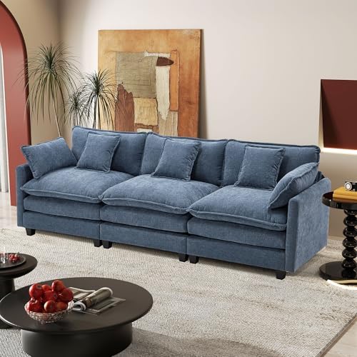 Hanherry Modular Sectional Sofa,Cloud Couch for Living Room,Modern Deep Seat Sofa Chenille Fabric Comfy Couches with Throw Pillows & Movable Ottoman for Apartment