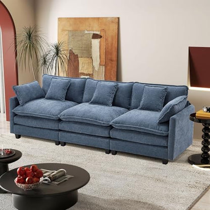 Hanherry Modular Sectional Sofa,Cloud Couch for Living Room,Modern Deep Seat Sofa Chenille Fabric Comfy Couches with Throw Pillows & Movable Ottoman for Apartment