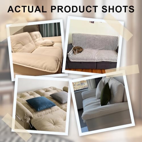 77.2" Sleeper Sofa Bed Full, Pre-Assembled Flannel Pull Out Sofa, Beige
