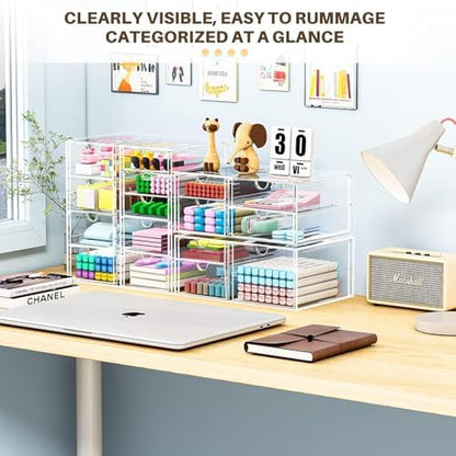 Acrylic16-Drawer Storage & Makeup Organizer for Desk