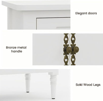 RoyalCraft 118" Buffet Cabinet with Storage, Vintage Sideboard with Adjustable Shelves, Mid Century Modern Painted Credenza Coffee Bar for Kitchen, Dining Room, Entryway, Living Room, Satin White