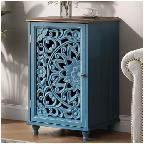 JOINICE 27" Small Accent Storage Cabinet with Door for Living Room,Blue