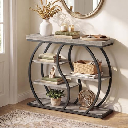 VASAGLE 39.4 Inchs Entryway Table, 5-Tier Console Table, Narrow Sofa Table
