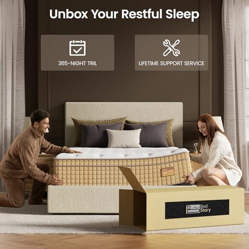 BedStory 14 inch Firm Full Mattress, Deep Sleep Hybrid Mattresses in a Box, Zoned Lumbar Support for & Back Pain Relief, CertiPUR-US Certified, 365 Night Trial, 10-Year Warranty
