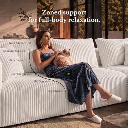 Maywish Modular Boneless Couch 106 in, Sectional Sofa with Chaise Deep Seat