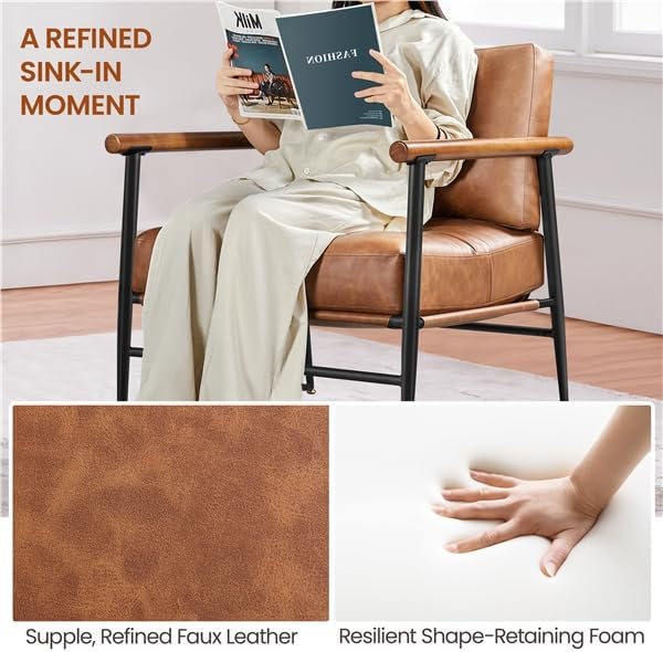 Yaheetech Accent Chairs Set of 2, Modern Living Room Chairs, Retro Brown