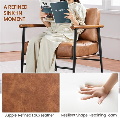 Yaheetech Accent Chairs Set of 2, Modern Living Room Chairs, Retro Brown
