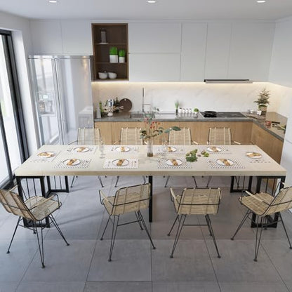 Lasageldar 118" Space Saving Wood Extendable Dining Table for 10