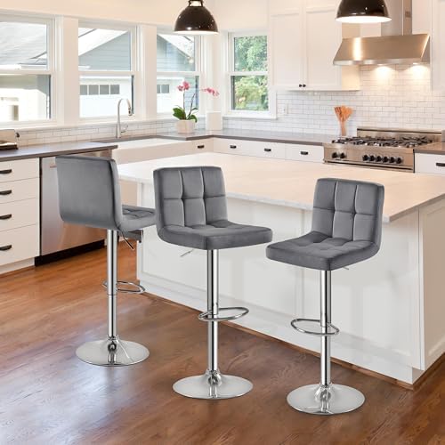 Yaheetech Bar Stools Set of 2 Adjustable Counter Height Barstool Dark Gray