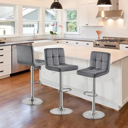 Yaheetech Bar Stools Set of 2 Adjustable Counter Height Barstool Dark Gray