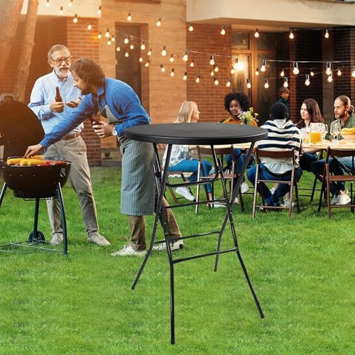 Cocktail Table, D32in x H43.3in Folding Round Cocktail Table High Top