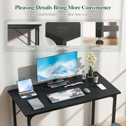 Computer Desk, 48 Inch Home Office Desk, Gaming desk, Black