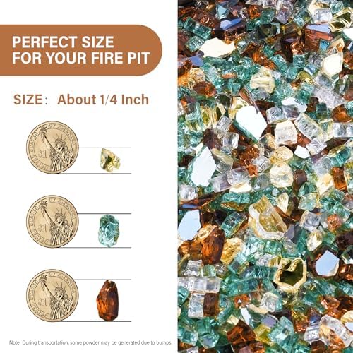 NUPICK 5 Pound Fire Glass, 1/4 Inch Reflective Fire Pit Glass