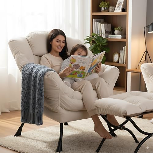 Lazy Chair with Ottoman, Comfy Accent Reading Chair