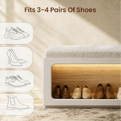 31.5" Shoe Storage Bench, Entryway Bench with Removable Cushion
