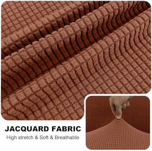 UNBBRRL Seat Cushion Cover and Back Covers for Corner Sofa Stretch Jacquard, Non Slip L Shaped Sofa Slipcover with Storage Ottoman, Sectional Couch Cover for Chaise Lounge (Rust red,31 x 59 x 6”)
