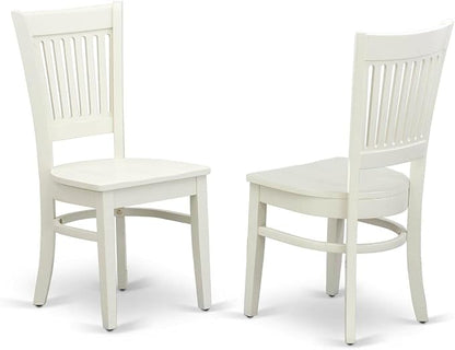East West Furniture VAC-LWH-W Vancouver Dining Chairs - Slat Back Wood Seat Kitchen Chairs, Set of 2, Linen White