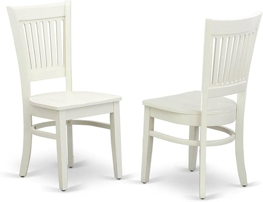 East West Furniture VAC-LWH-W Vancouver Dining Chairs - Slat Back Wood Seat Kitchen Chairs, Set of 2, Linen White