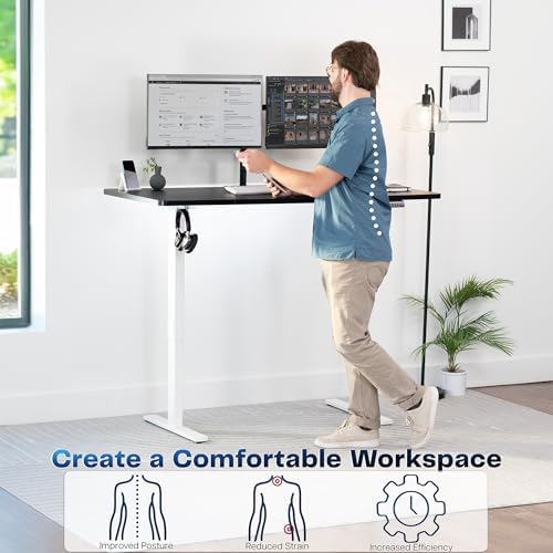 VIVO Electric Standing Desk, Smooth 3-Piece 60" x 30" Black Top