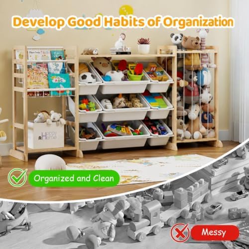 65" Large Toy Storage Organizer with Bookshelf and Stuffed Animal Storage