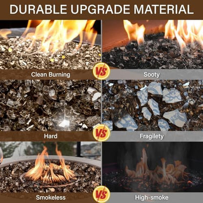 NUPICK 5 Pound Fire Glass, 1/2 Inch Reflective Fire Pit Glass