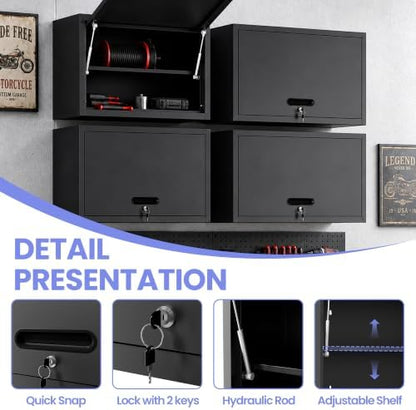 Wall-Mounted Metal Garage Storage Cabinet, Lockable Floating Tool Cabinet