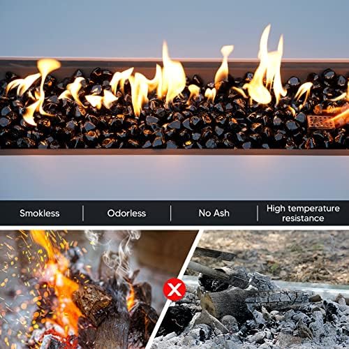 Mr. Fireglass 10 Pounds 1 Inch Diamond Fire Glass, High Luster Onyx Black