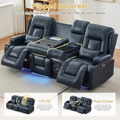 IPKIG Power Loveseat Recliner Sofa with Flip Back Console, 89" - 4 Seat