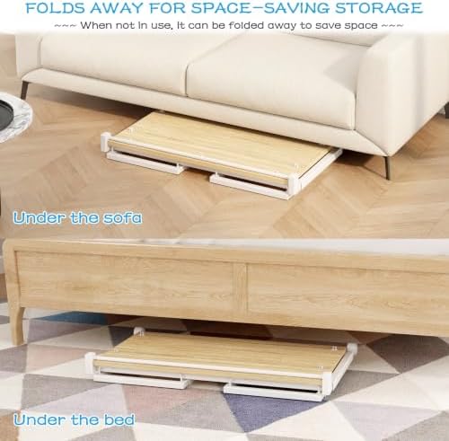 JSB 33.2" Folding Adjustable Desk for Small Spaces,Mobile Portable Rolling Laptop PC Table on Wheels,Foldable Computer Desk for Home Office,Bedroom,Space Saving，White：33.2 Inches