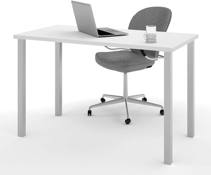 Bestar Universel Table Desk with Square Metal Legs, 24 Inch X 48 Inch, White