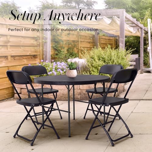 2 PACK of 3.5 Feet Circular Round Foldable Table with Built in Handle & Steel Legs | Heavy Duty Portable | Perfect for Party, Dining, Wedding, Events, Picnic Indoor, Outdoor, Camping Utility