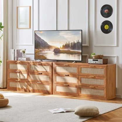 LEYAOYAO Rattan Dresser for Bedroom Set 2, 54'' Drawers Dressers