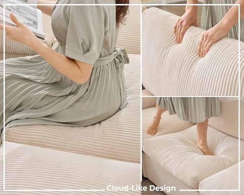 Jocisland Oversized Cloud Couch Sectional, U-Shaped Modular Couch, Beige