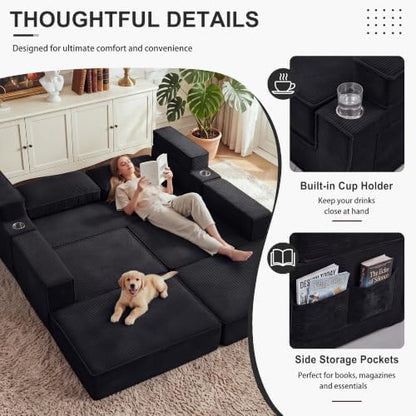 JJJ 75" Convertible Sofa Bed Couch Boneless Loveseat for Living Room