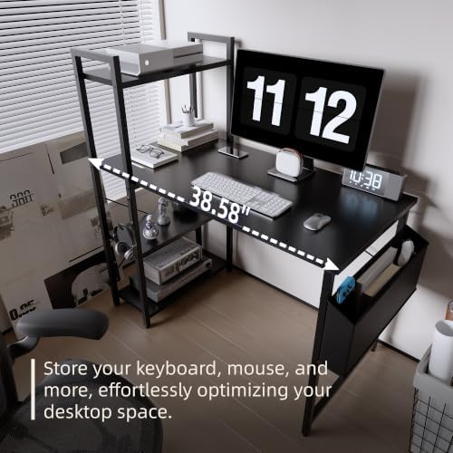 Pamray 38.5 Inch Small Computer Desk with Shelves for Bedroom Home Office