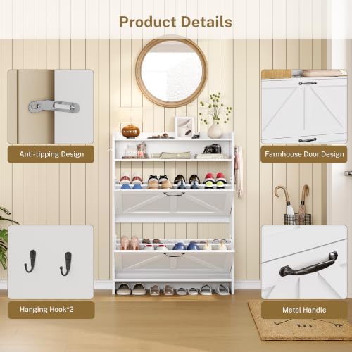 Shoe Storage Cabinet with 2 Flip Drawers for Entryway,Hallway