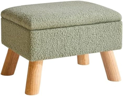 YMYNY Storage Ottoman,Small Foot Stool, 15.75"×11.81"×11.02" Green,HBD042GR