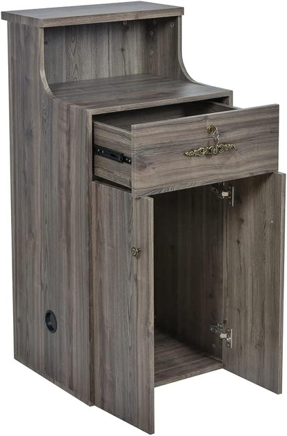 Dir Reception Desk, Receptionist Area Counter for Lobby, Salon, Office Spas with Lights Valencia, Rustic
