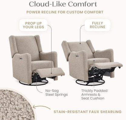 Delta Children Mercer Electronic Power Recliner and Swivel Glider with USB-A and Type-C Ports - Greenguard Gold Certified - Stain-Resistant Performance Fabric is Oeko-TEX Standard 100 Certified, Sand