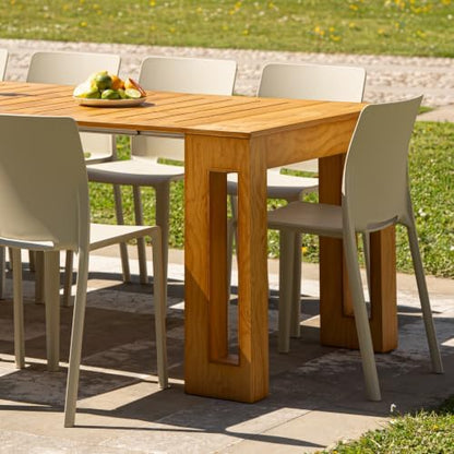 Mobili Fiver, Easy, Extendable Garden Console Table with Leaf Storage, 17.72(120.08) x35.43 in, Teak Colour, Made in Italy