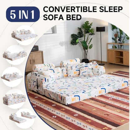 79" Memory Foam Sofa Bed, High Headrest Convertible Futon Boneless Couch