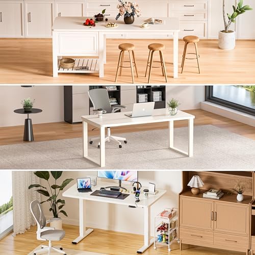 BIZUM Whole-Piece Particle Board Table Top Wood Countertop for Standing Desk DIY, 63x28x1 Inch White Desk Top