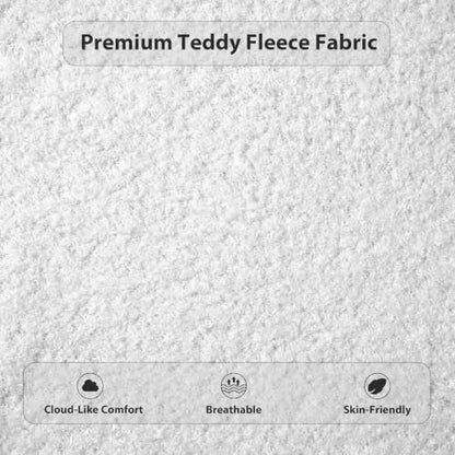 Merax Bouclé Upholstered Platform Bed with Headboard, Hidden Storage,White